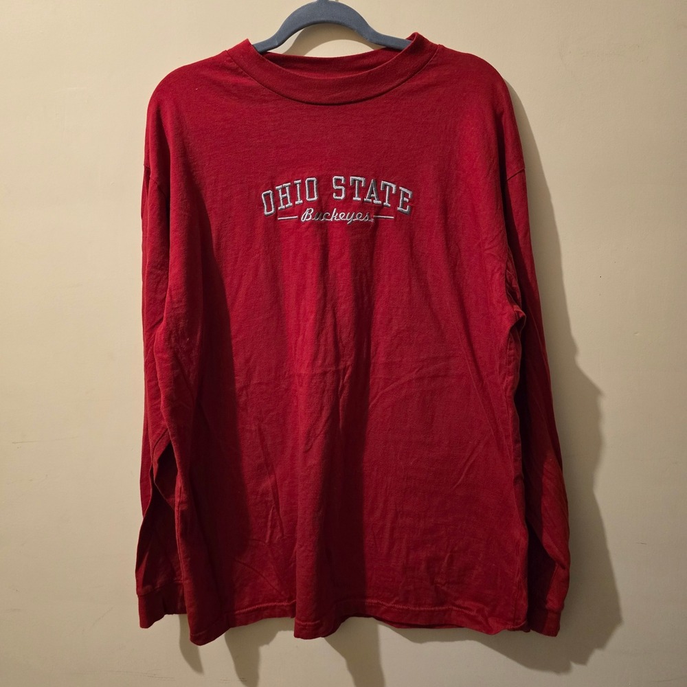 Red Oak Ohio State Buckeyes Long Sleeve T-Shirt Women XXL Red Embroidered Logo